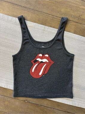 American Eagle Rolling Stones Tongue Tank Top – Y2K Graphic Crop (Size S)